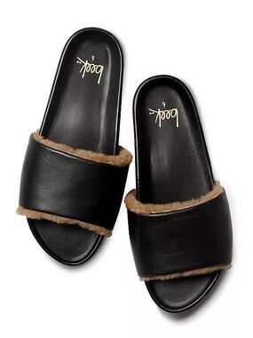 Beek Gallito Shearling Leather Slide Sandals Color Black Women’s Size 7